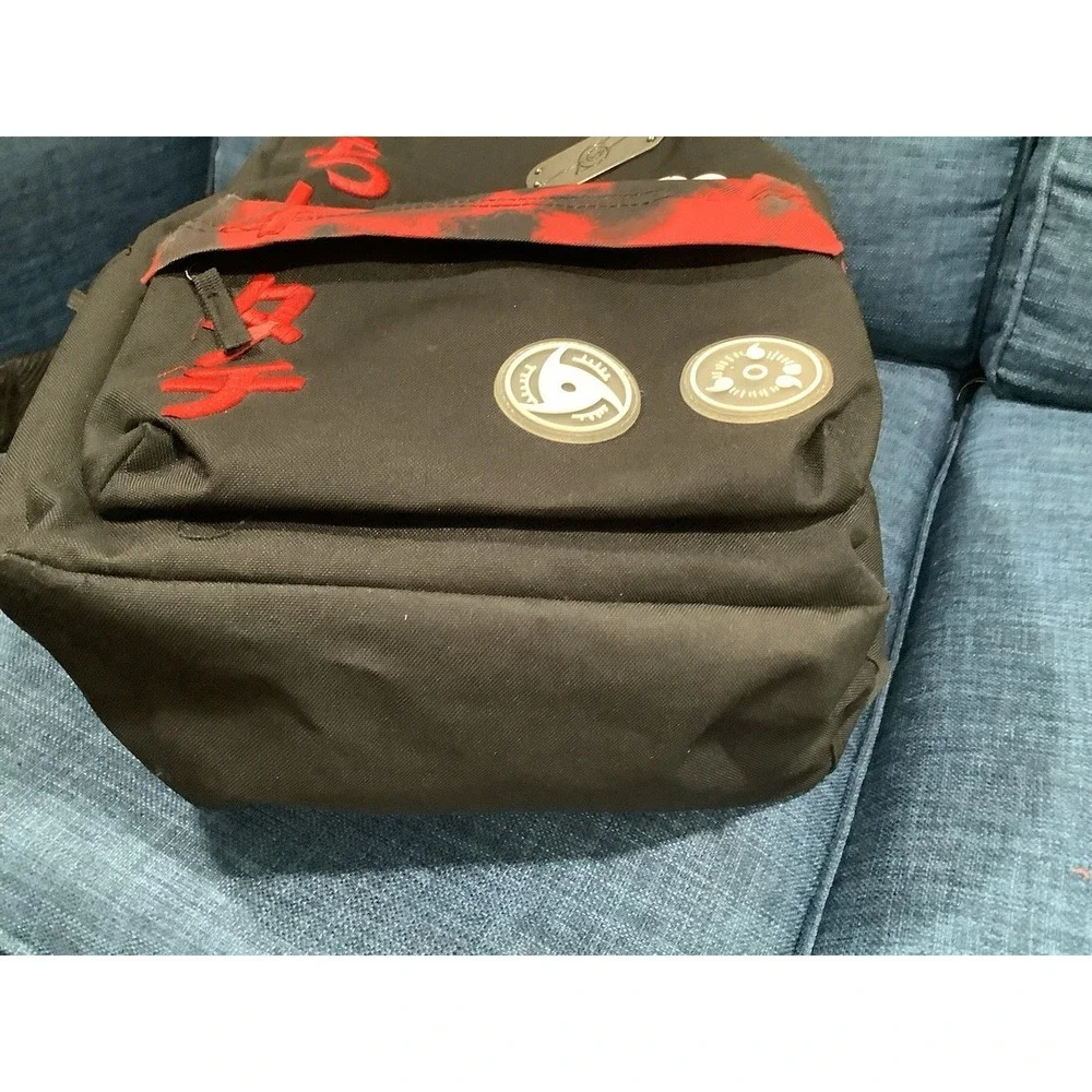 Bioworld Naruto Shippuden Collection Black Backpack w/ Red Embroidery